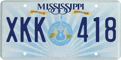 MS license plate XKK418