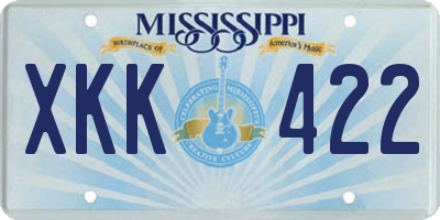 MS license plate XKK422