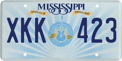 MS license plate XKK423