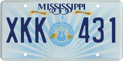 MS license plate XKK431