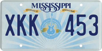 MS license plate XKK453