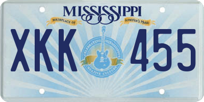 MS license plate XKK455