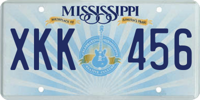 MS license plate XKK456