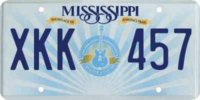 MS license plate XKK457