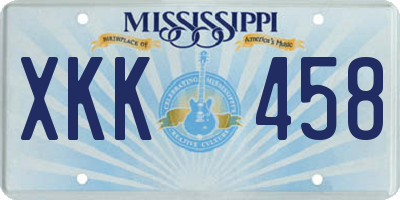 MS license plate XKK458