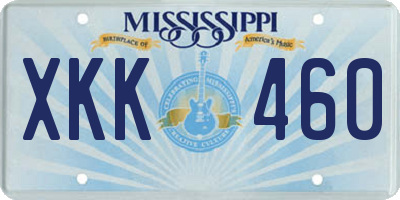 MS license plate XKK460