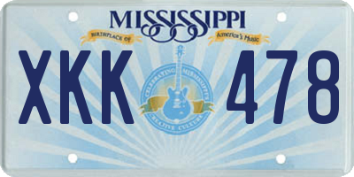 MS license plate XKK478