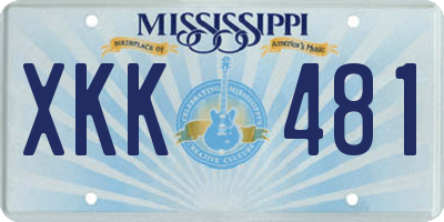 MS license plate XKK481