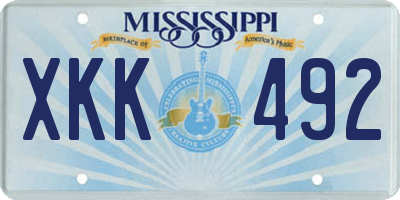 MS license plate XKK492