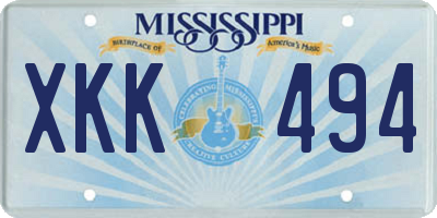 MS license plate XKK494