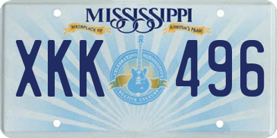 MS license plate XKK496