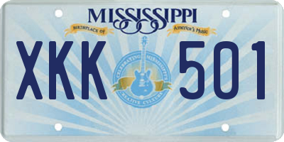 MS license plate XKK501