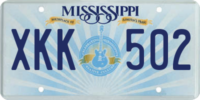 MS license plate XKK502