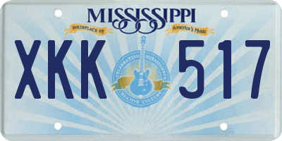 MS license plate XKK517