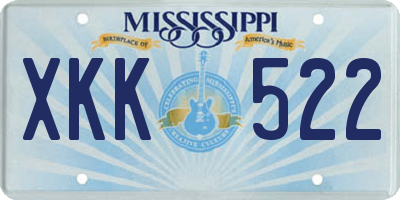 MS license plate XKK522