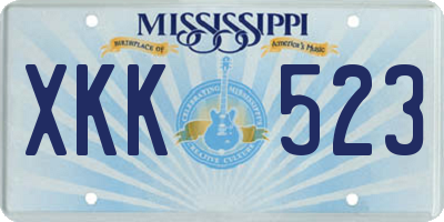 MS license plate XKK523