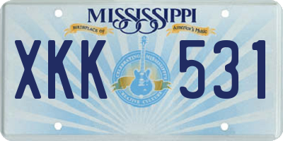 MS license plate XKK531