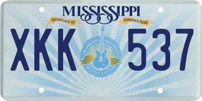 MS license plate XKK537