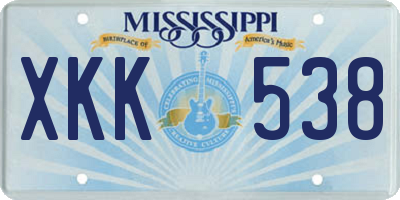 MS license plate XKK538
