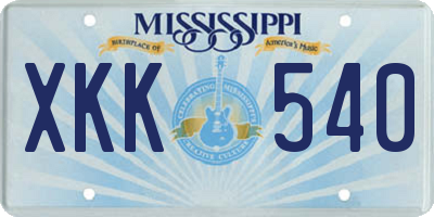 MS license plate XKK540