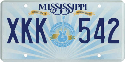 MS license plate XKK542