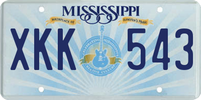 MS license plate XKK543