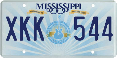 MS license plate XKK544