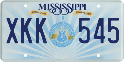 MS license plate XKK545