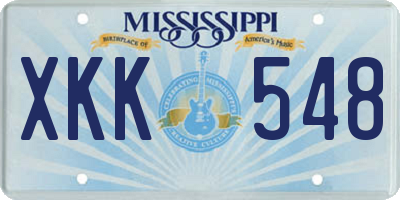 MS license plate XKK548