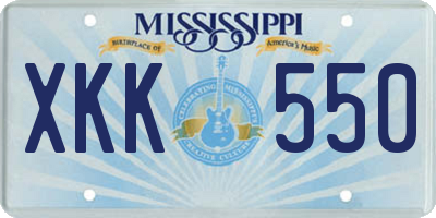 MS license plate XKK550