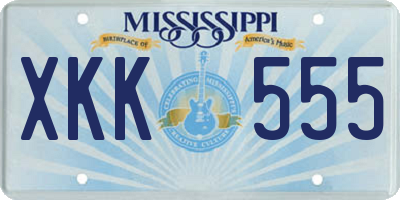 MS license plate XKK555