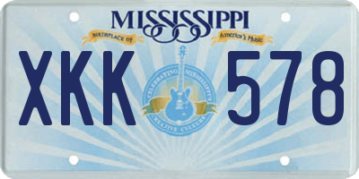 MS license plate XKK578