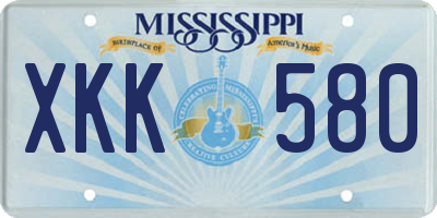 MS license plate XKK580