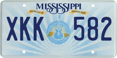 MS license plate XKK582