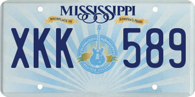 MS license plate XKK589