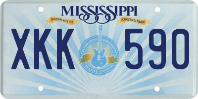 MS license plate XKK590