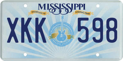 MS license plate XKK598
