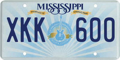 MS license plate XKK600