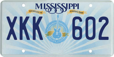 MS license plate XKK602