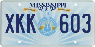 MS license plate XKK603
