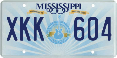 MS license plate XKK604