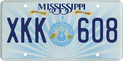 MS license plate XKK608