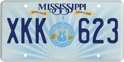 MS license plate XKK623