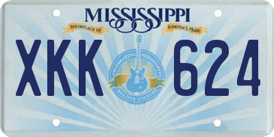 MS license plate XKK624