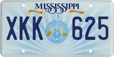 MS license plate XKK625
