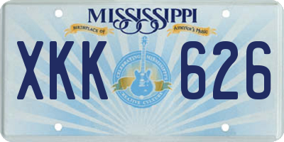 MS license plate XKK626