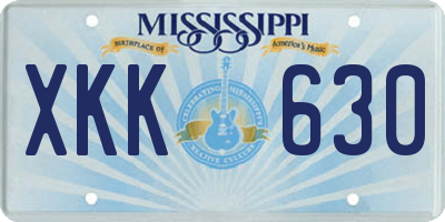 MS license plate XKK630
