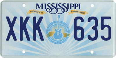 MS license plate XKK635