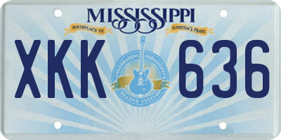 MS license plate XKK636