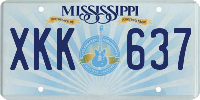 MS license plate XKK637